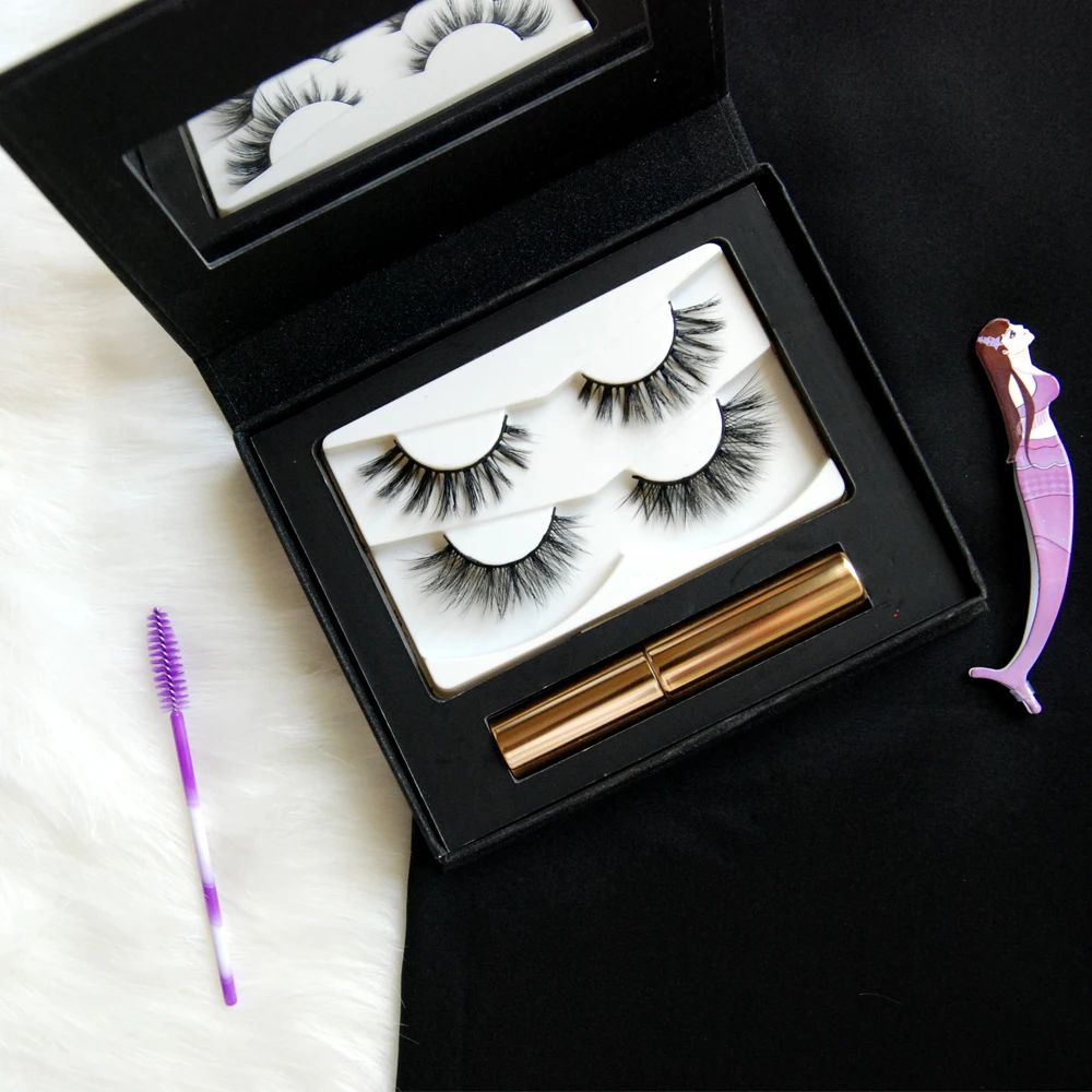 

oem the private label 3d synthetic & faux mink & silk eyelashes manufacturer, Black