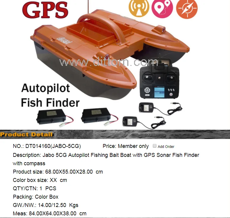 Newly Big 5cg Gps Sonar Bait Boat 2.4g Jabo 5cg 10a Autopilot Gps Rc