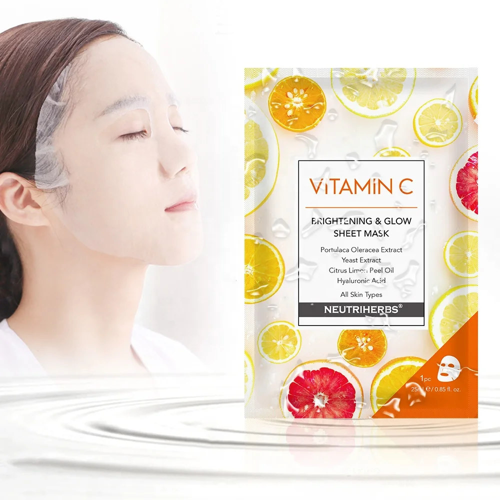 

100% Natural Organic Best Brightening Hydrating Sheet Facial Mask Skin Care Oil Control Vitamin C Face Mask Best Facial Mask