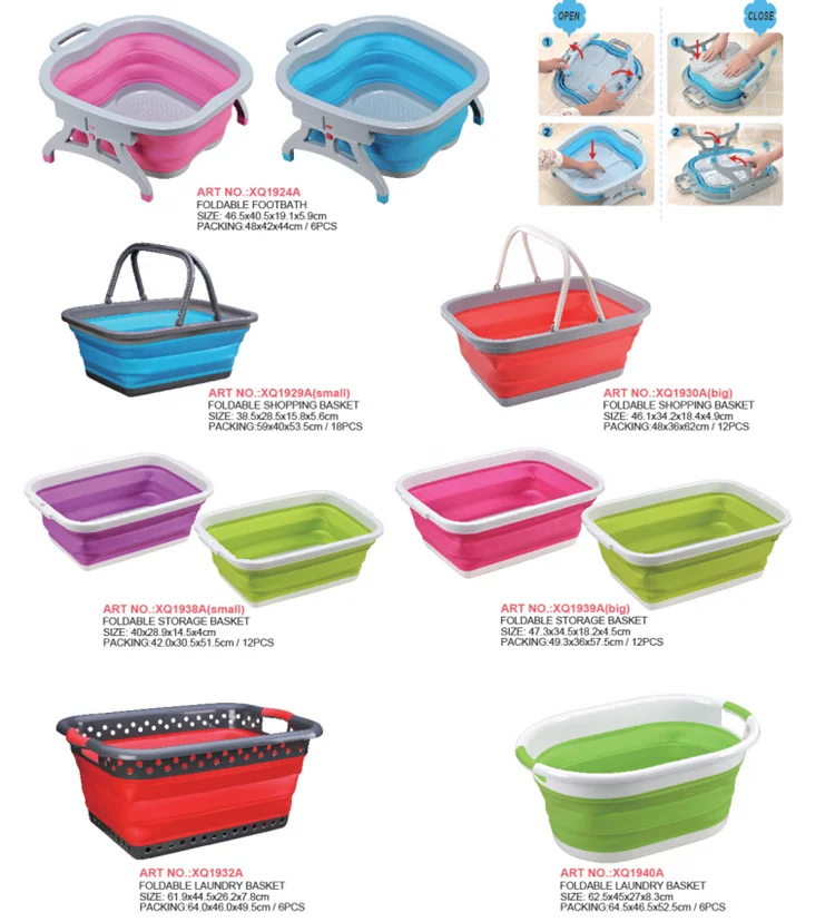 Allife New Silicone Collapsible Foldable Laundry Basket Plastic Folding Clothes Storage Basket
