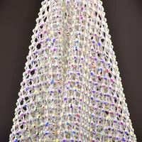 

Popular Customized SS12 30*40 Size Shiny Elastic Stretch Crystal Rhinestone Fabric Net Mesh For Clothing Materials