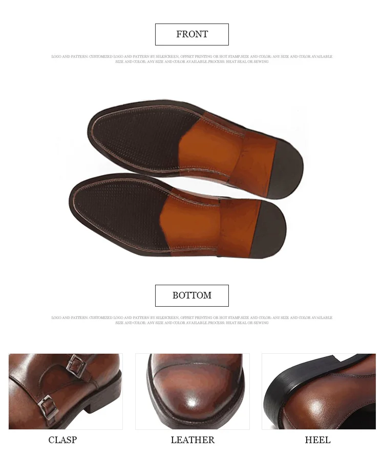Personalized Coffee Color Loafer Genuine Men Dress Leather Pointed Monk ...