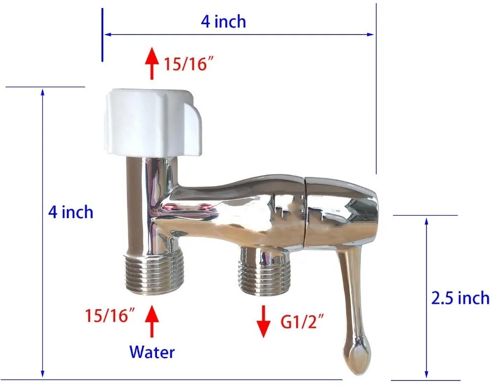 No Leaking Design Brass Bidet Tadapter With Shuttoff Valve,3way