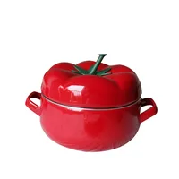 

[milu]Red tomato enamel soup pot Gas stove, induction cooker available Creative design 18cm cute pot