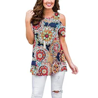 

Best Sellers Women Tops With White Floral V-Neck Puff Sleeve Tunic Women Flower Blouse Women Wear