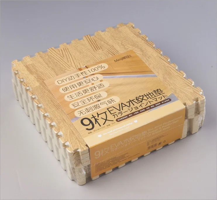 Linyiqueen Wood Grain Eva Foam Interlocking Puzzle Floor Mat Foam Floor