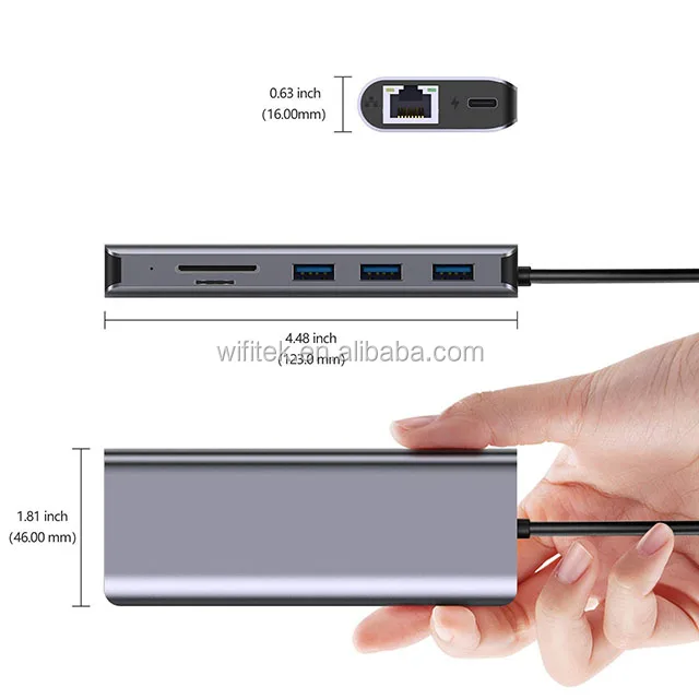 HYD-9849T-01 Aluminium alloy 7 in 1 USB3.1 Hub with RJ45 Adapter 2018 new item data transfer 2020 best seller usb 3.0 super - ANKUX.COM