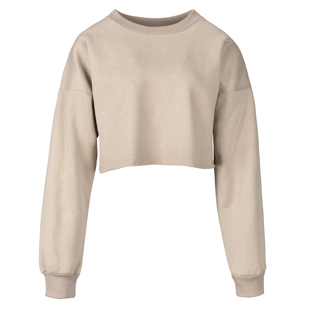 

Wholesale Solid Color Crop Top Sweatshirt Women, As pictures