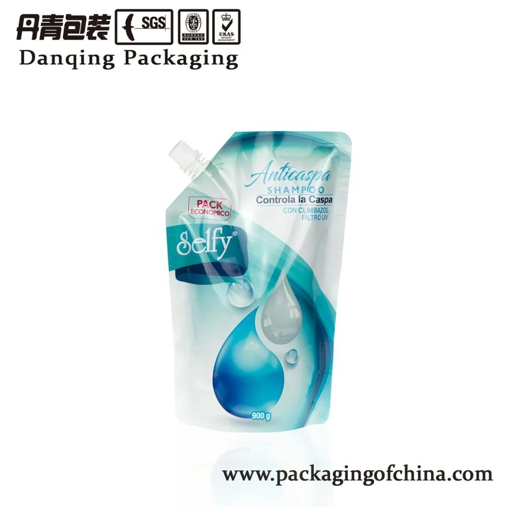 High quality laminated printing packaging bag with spout for packing shampoo