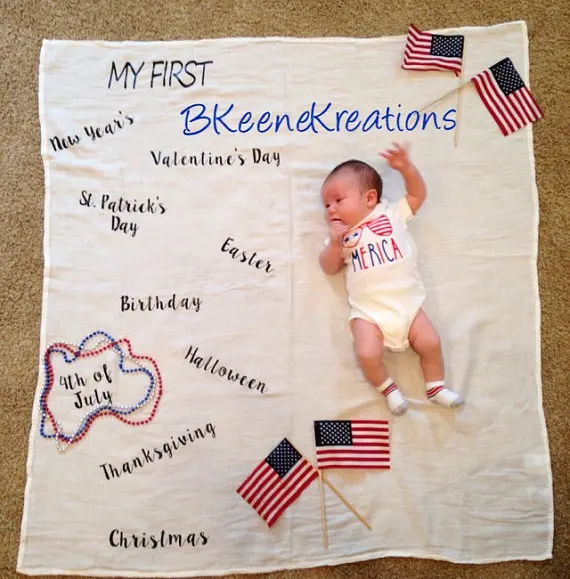 
Newborn Baby First Year Products - Monthly Milestone Blanket / 