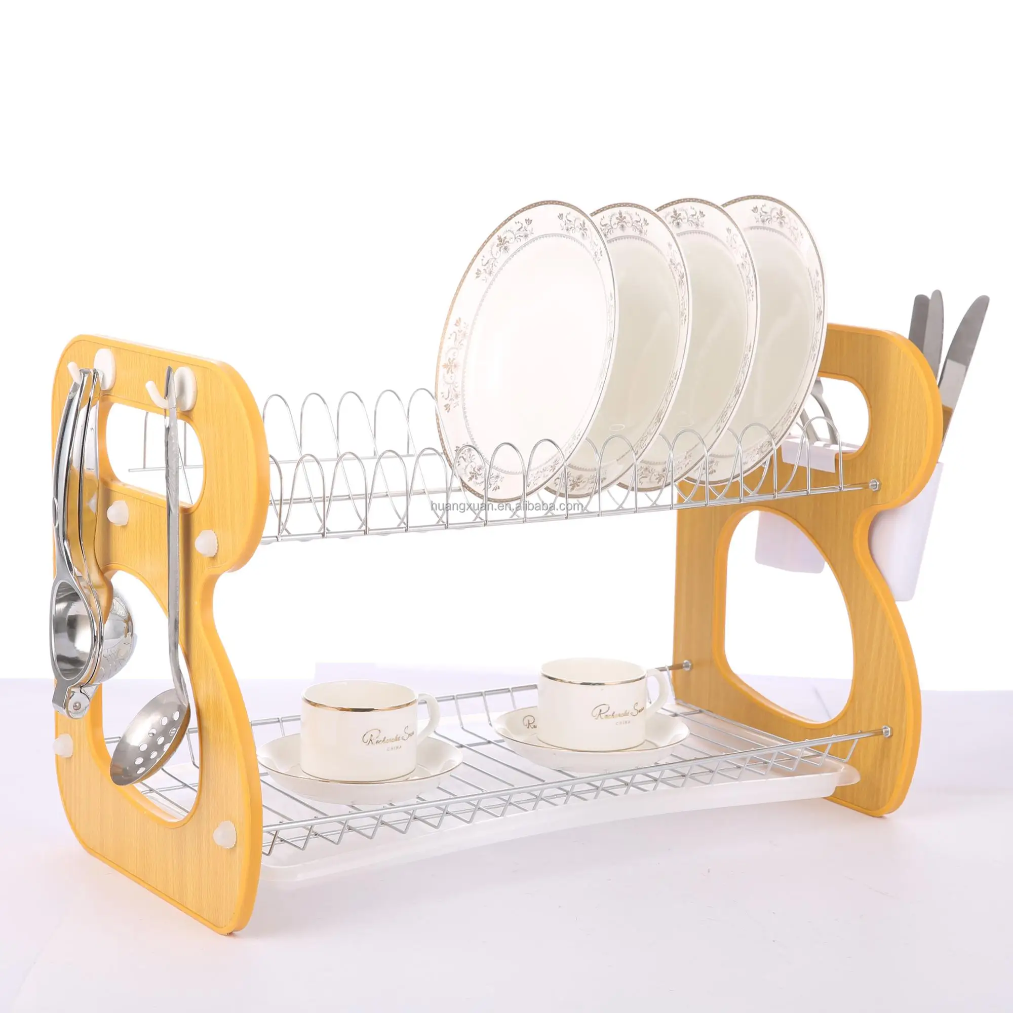 

2tiers R Shape Wire standing Dish Rack with plastic tray for kitchen T037, Green,red,orrange,blue;coffee;2 tier dish rack