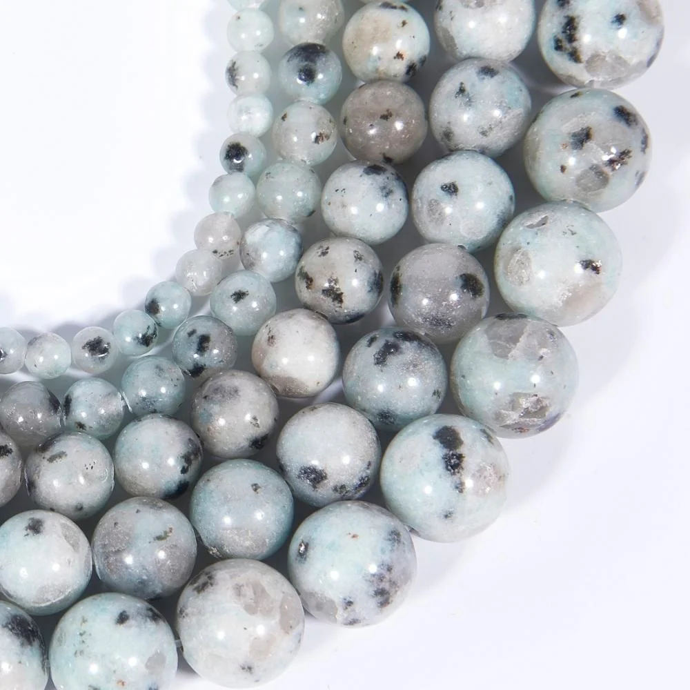 

Natural Beads for Jewelry Making Crafts Kiwi Jasper Mountain Blue Smooth Gemstone Loose Beads