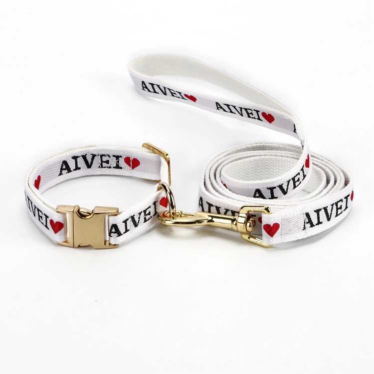 

Wholesale luxury embroidery Jacquard weaving dog leash and collar for dogs, Pantone color or customized
