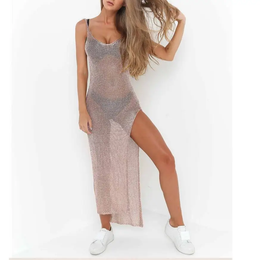 

Sexy knit transparent maxi dress for women, Show as picture or customized