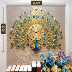 Image of Fashion home creative simple electronic clock quartz clock European atmosphere peacock clock