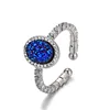 AAA Agate crystal fashion zircon natural druzy stone 925 sterling silver adjustable split rings jewelry women