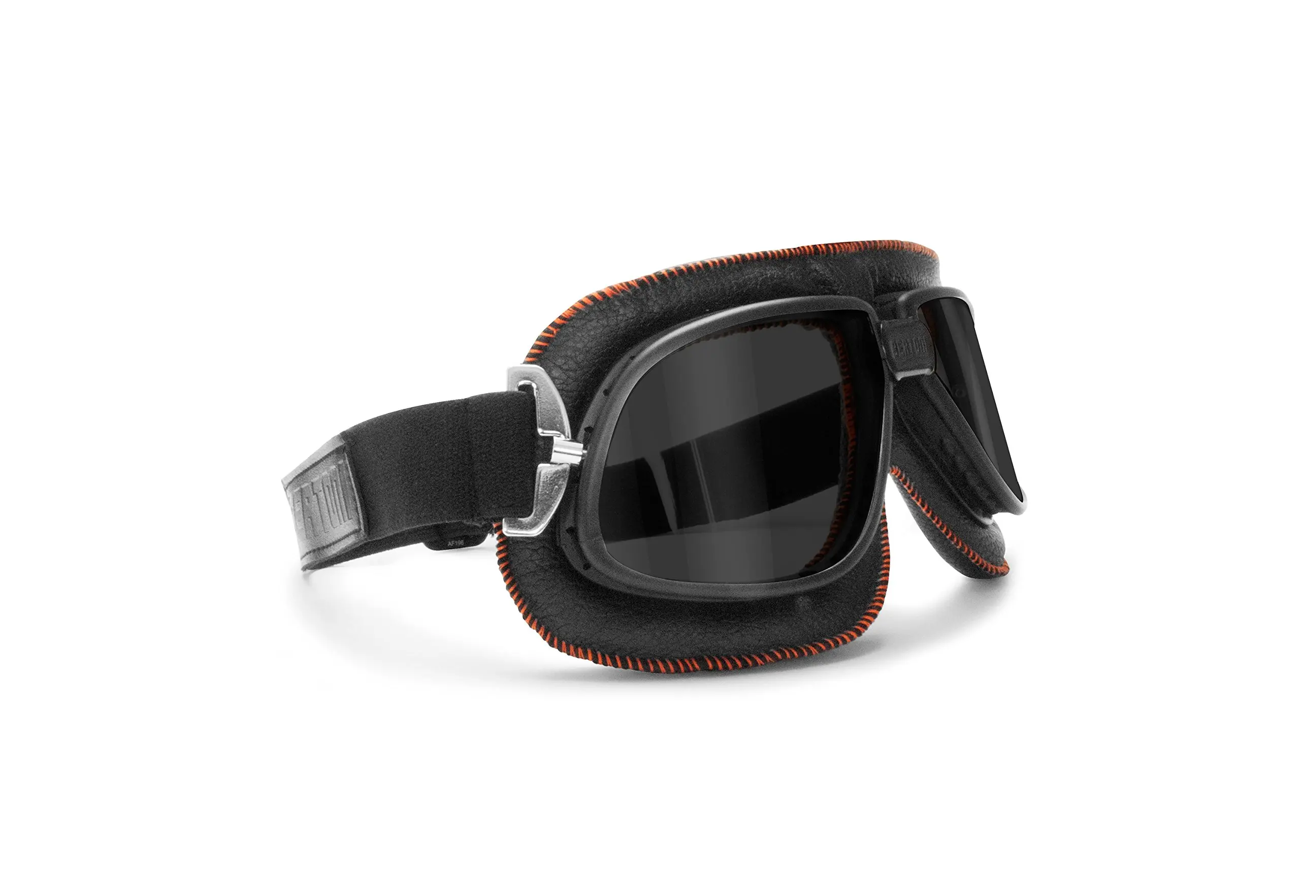 AF193CRB Brown by Bertoni Italy Chromed Steel Vintage Motorcycle Goggles Motorbike Aviator Helmets Goggles Antifog Anticrash Squared Lenses