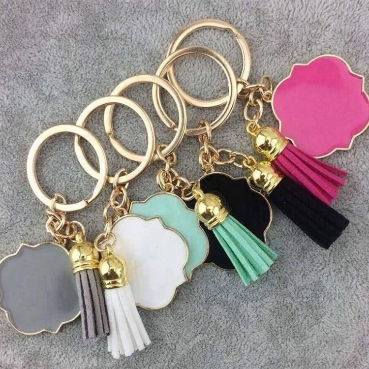 

Wholesale Quatrefoil Tassel Keychain, As picture