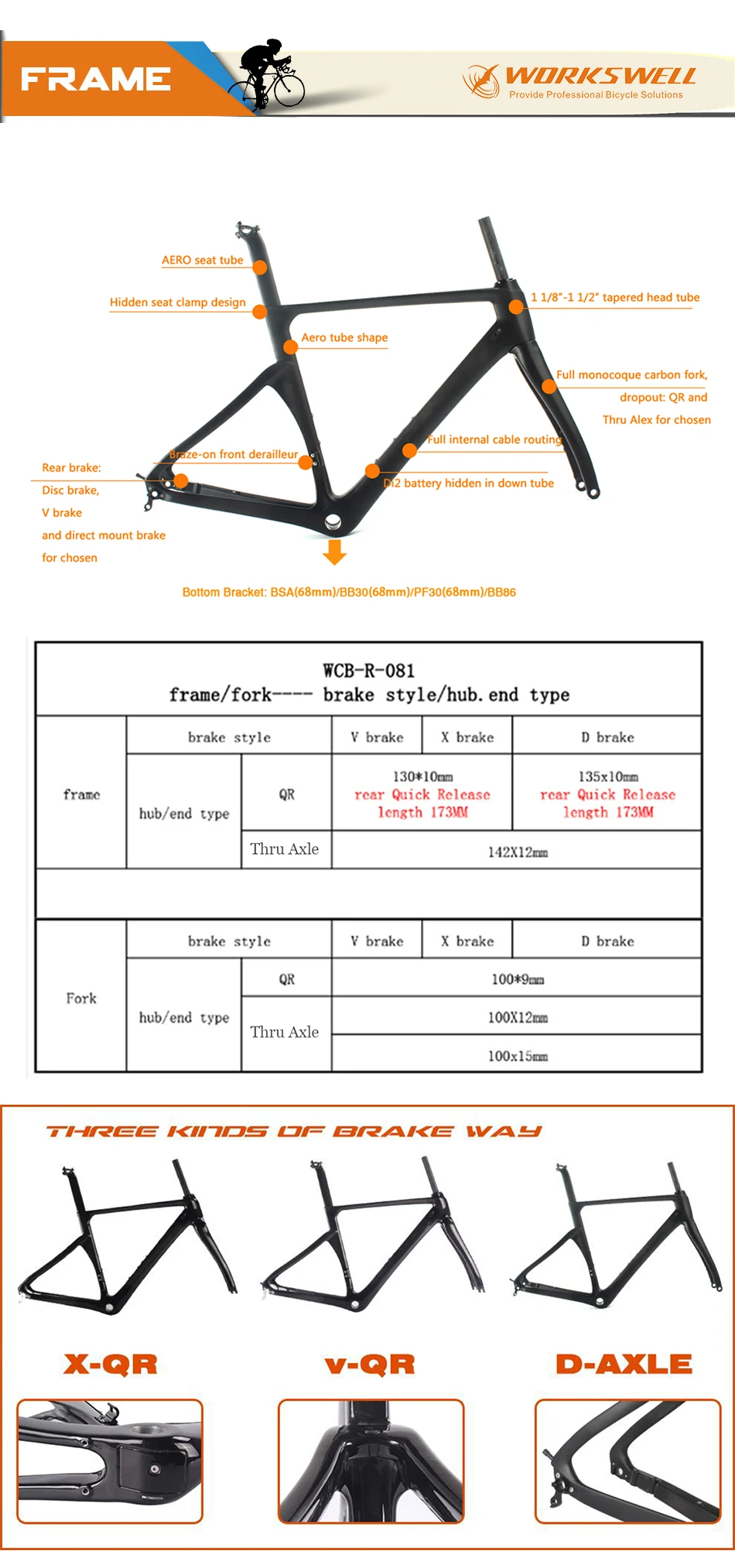Flash Deal WORKSWELL  Frame Carbon Road 2017 Bicycle Quadro de Bicicleta Chinese Road racing frame thru axle 2