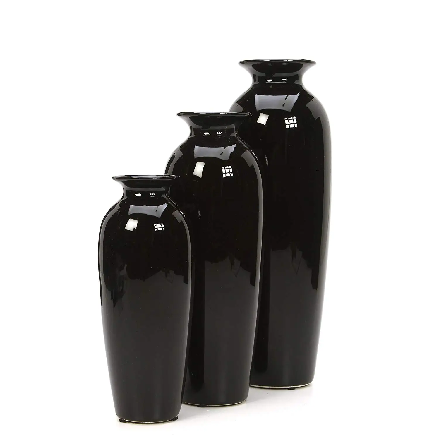 高品质的自定义尺寸 peal 釉面黑色陶瓷花瓶家居装饰