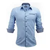 Bulk Autumn Sky Blue Shirt Short Sleeve Solid Color Casual Men Dress Shirt