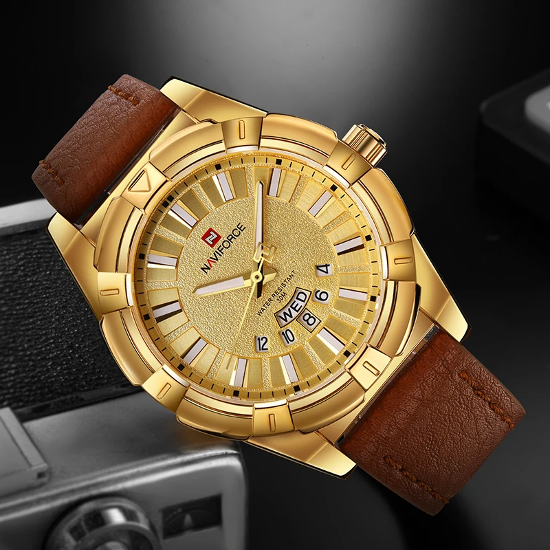 

Famous Brand Watches Men Military Big Dial Business Date Week Clock Leather Waterproof Quartz Luxury Men Naviforce Wrist Watch, N/a