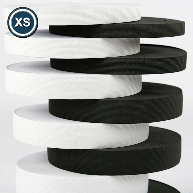 

20mm woven white black elastic band manufacturer in china in stock, White / black / customized