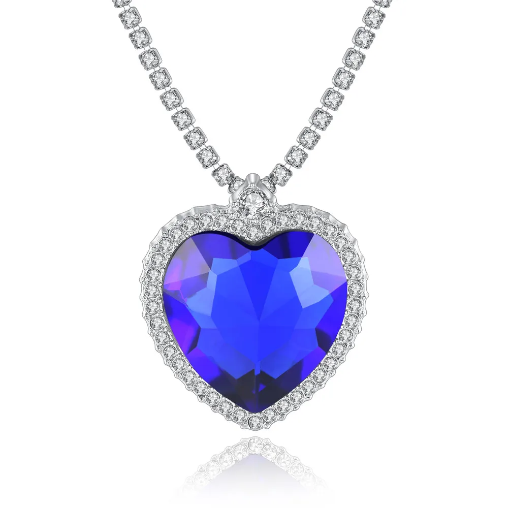 

wholesale Titanic Heart of Ocean blue heart love forever pendant Necklace, N/a