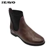 SEAVO women cool elastic pu brown martin boots