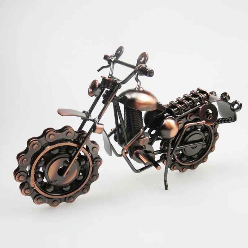 Motocicleta de Hierro Forjado para Accesorios Fotográficos Colección de Arte Adornos Modelo de Moto de Hierro Forjado Modelo de Motocicleta de Hierro Forjado Modelo de Motocicleta de Bronce 