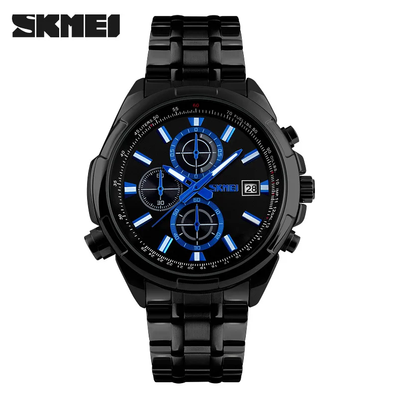 

SKMEI 9107 Men Quartz Watch Fashion Stainless Steel 50M Waterproof Wristwatch, 4 colors for choice