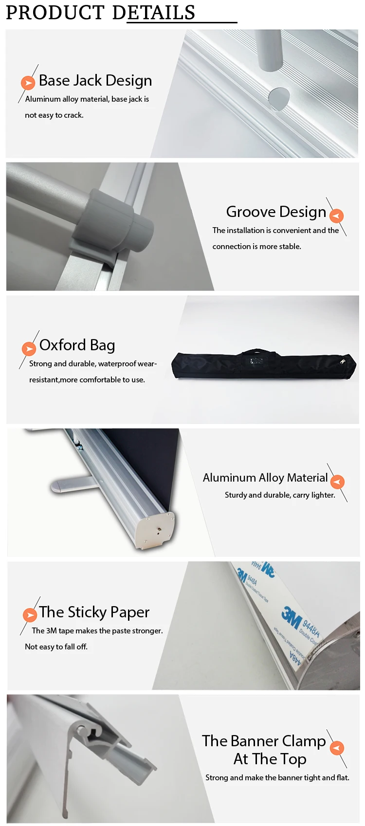 Portable Retractable Roll Up Banner Stand For Advertisement