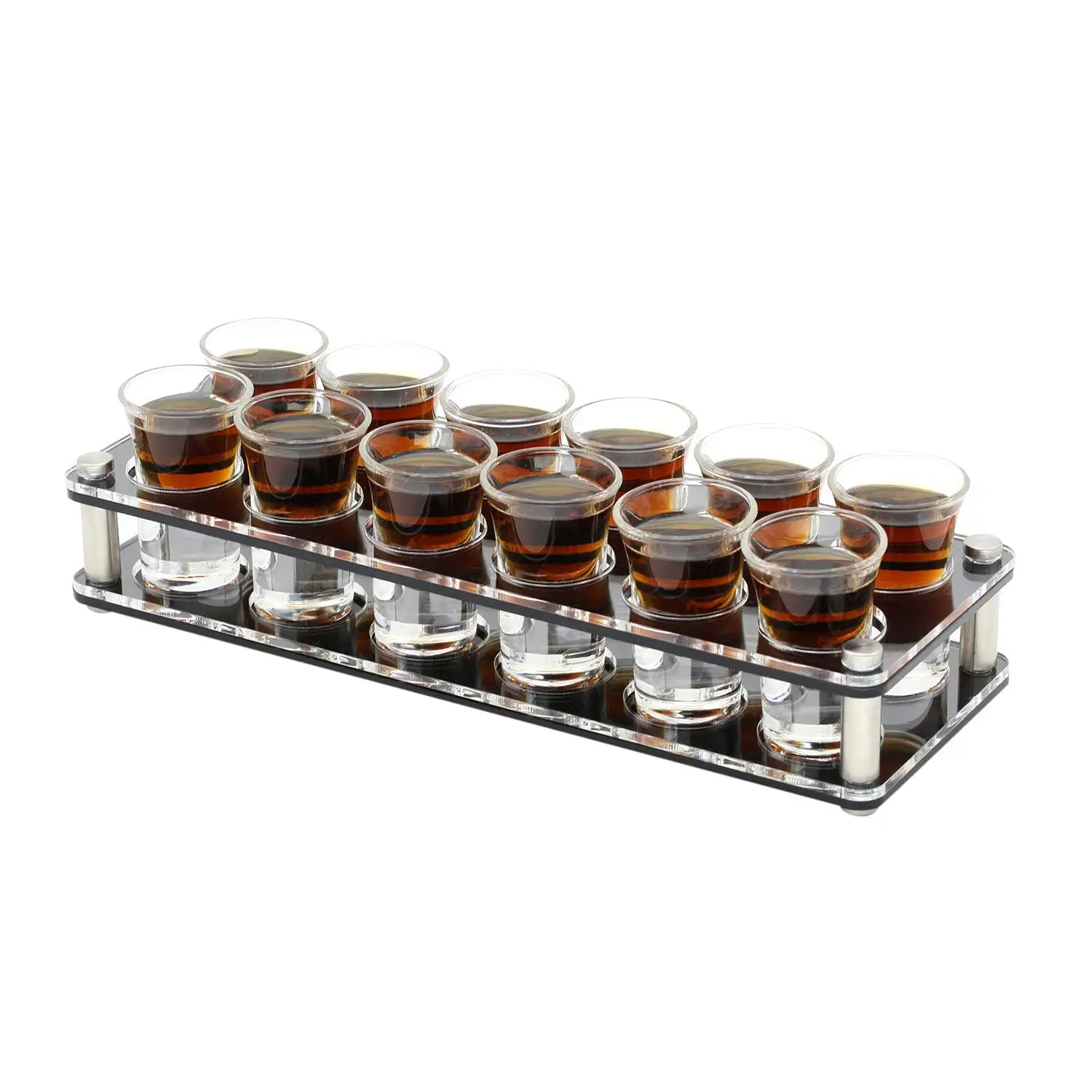D/&Z 6 Set Shot Glass with Acrylic Transparent Cup Holder for Barware,Kitchen Storage Whisky Brandy Vodka Rum and Tequila Shot Set,0.75oz Shot Glass liquor Tray