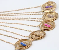 

Hermione Granger Necklace Spins time turner harry potter necklace with Gold Hourglass