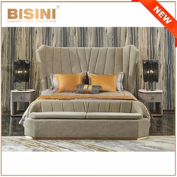 Italy New Design Luxury Post Modern Bedroom Furniture King Size Bed Italy New Design Luxury Post Modern Bedroom Furniture King Size Bed Elegant Beige Fabric