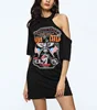 Bulk Wholesale Summer Fashion Sexy Casual t Shirt Dress Women Black Print Off Shoulder Dress