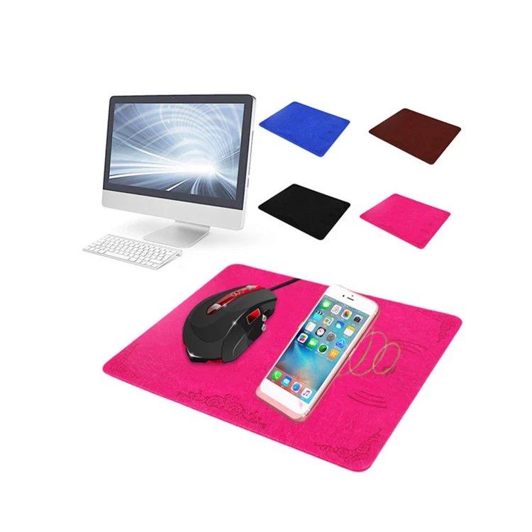 

New PU Leather Qi Universal Wireless Charging Mouse Pad for IPhone X/8 Charger Mouse Pad, Black;rose red;royal blue;brown