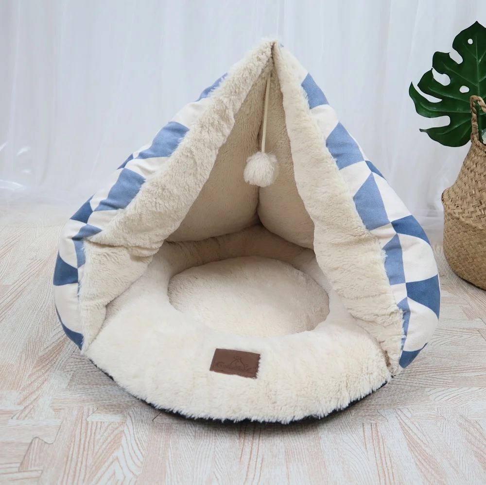 

Danyi triangle pet bed cave cat bedding with high quality, Navy blue