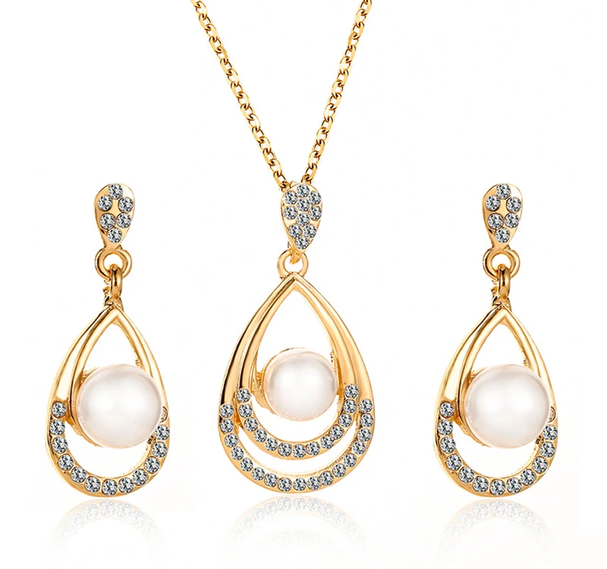 

Elegant Bridal Jewelry Accessories Rhinestone Fashion Water Drop Necklace Earring Beautiful Jewelry Sets