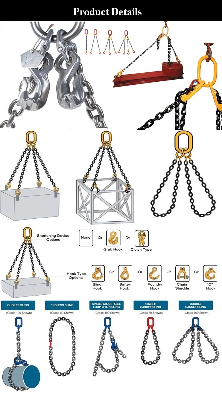 1single Legged Lifting Two Adjustable Slings 9/32 Triple 10 Double Leg Systems Chain Sling 4
