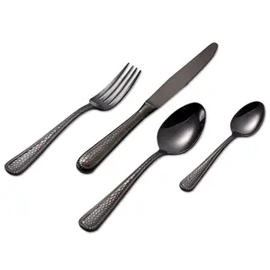 Image of Cathylin 4-Pieces Matte Black Color 18/10 Stainless Steel Hollow Handle Cutlery Sets, Flatware