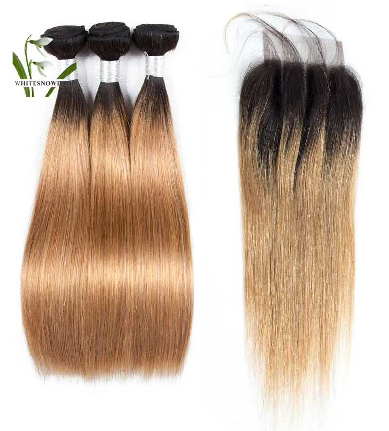 

Ombre Light Brown Weave Bundle Human Hair With Closure Ombre, T1b/4/27;t1b/4/30;t1b/27;t1b/30 available