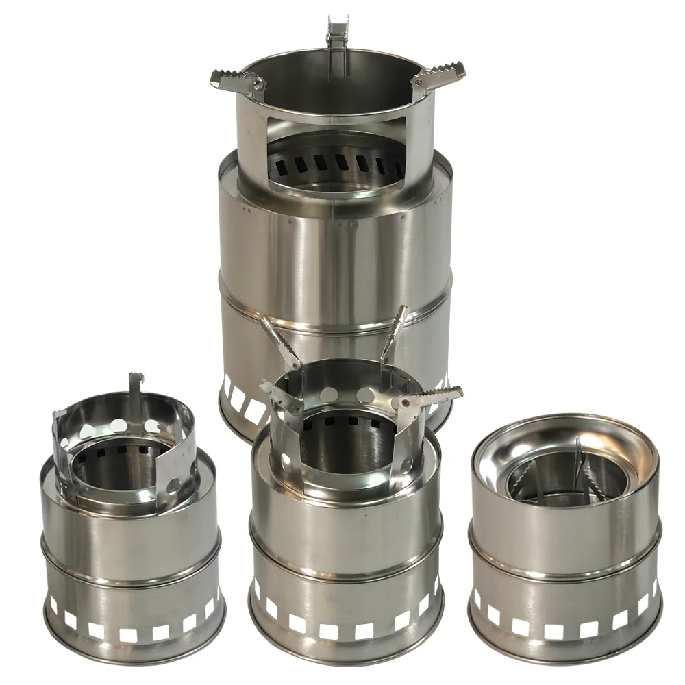
OUTDOOR MINI WOOD BURNING BACKPACKING LIGHTWEIGHT PORTABLE STAINLESS STEEL CAMPING HIKING FOLDING STOVE 