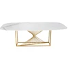 Home furniture decorative modern designs marble top metal leg luxury dining table set