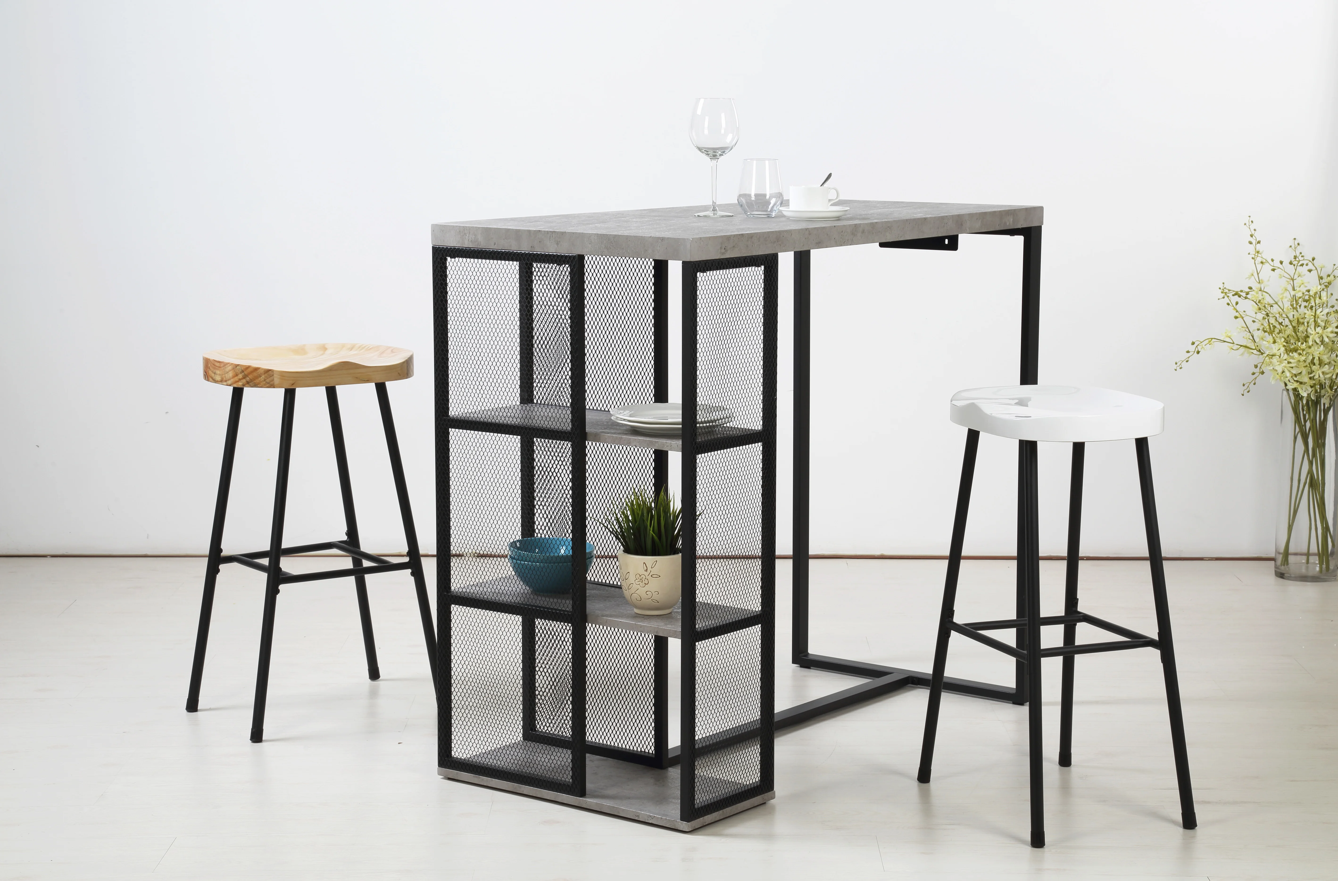 Latest design modern simple European style white tall wooden table bar wood for home restaurant 