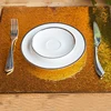Customized fashionable embroidery beaded individual sequin table plate mat