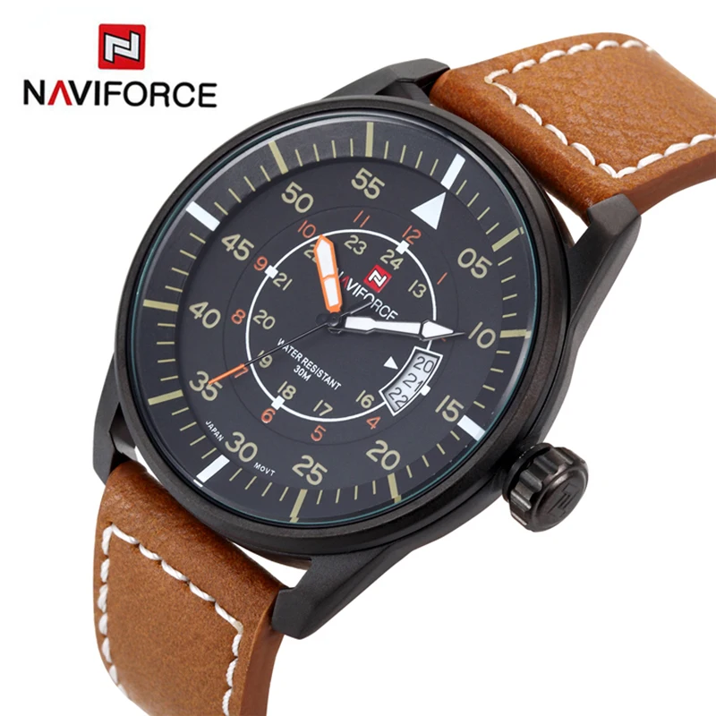 

High End Watch Male Business Wrist Watches Leather Strap Japanese Quartz Analog Date Brand Luxury Military Men Naviforce Watch, N/a