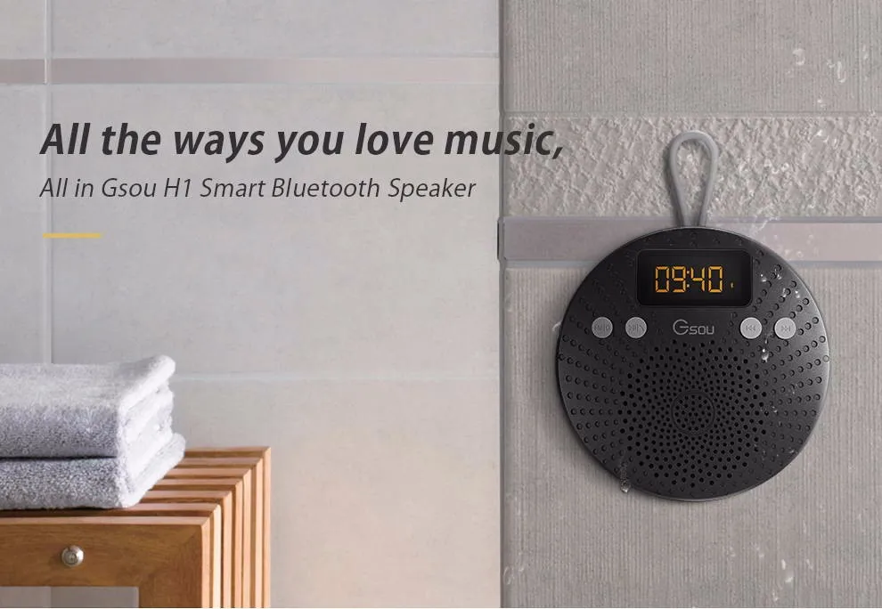 Small Clock Radio Shower Bluetooth Speaker With Suction Cup In 2017