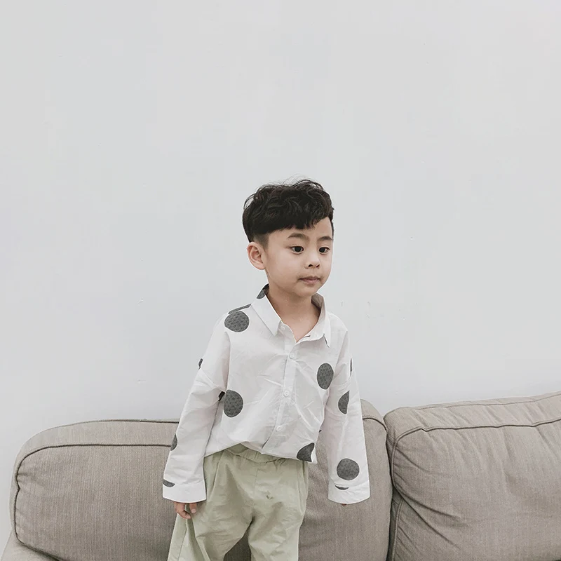 
2020 new Polka dot cheap shirt causaln kid clothing cotton shirt boys girls long shirts 