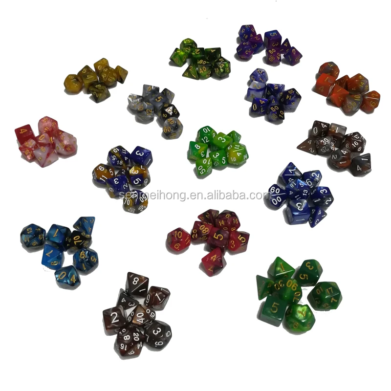 

1 set of 7 sided dice D4 D6 D8 D10 D12 D20 for dungeons and dragons dice dados rpg, Black,white,yellow,red,blue,etc